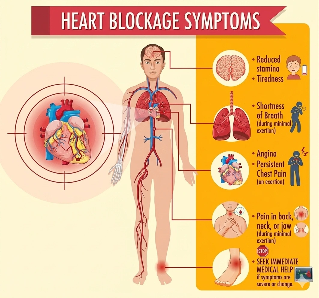 Major Symptoms of Heart Blockage